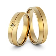 Obrączki ślubne sercem i brylantem - Au-965