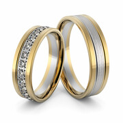 Obrączki ślubne dwukolorowe z brylantami - Au-997