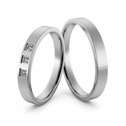 Obrączki ślubne platynowe klasyczne płaskie 3 mm z brylantami - Pt-13