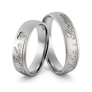 Obrączki srebrne z imionami i sercem z cyrkonią swarovski - wzór Ag-374