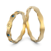 Obrączki ślubne różaniec z szafirami - Au-1089