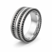 Obrączka srebrna męska masywna z cyrkoniami - wzór Ag-504