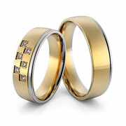 Obrączki ślubne dwukolorowe z brylantami - Au-998