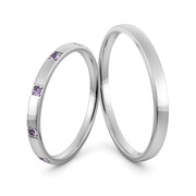 Obrączki ślubne delikatne z niebieskimi brylantami - Au-1074