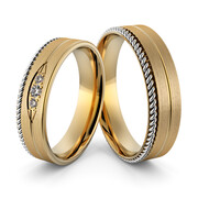 Obrączki ślubne z warkoczem i brylantami - Au-1036
