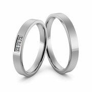 Obrączki ślubne platynowe klasyczne płaskie 3 mm z brylantami - Pt-14