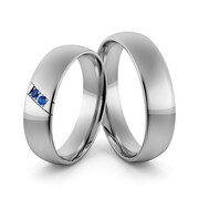 Obrączki ślubne palladowe 5 mm z szafirami - Pd-15