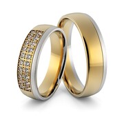 Obrączki ślubne dwukolorowe z brylantami - Au-962