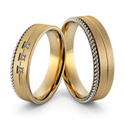 Obrączki ślubne z warkoczem i brylantami - Au-1035