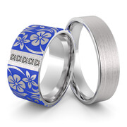 Obrączki srebrne z emaliowanymi kwiatkami i cyrkoniami - wzór Ag-475