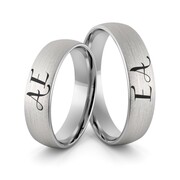 Obrączki ślubne z białego złota niklowego z inicjałami i emalią - Au-976