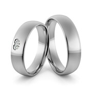 Obrączki ślubne palladowe 5 mm z sercem i brylantami - Pd-21