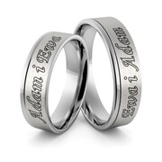 Obrączki ślubne z białego złota niklowego z imionami i emalią - Au-981