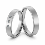 Obrączki ślubne platynowe klasyczne płaskie 4 mm z brylantami - Pt-19