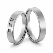 Obrączki ślubne platynowe klasyczne płaskie 4 mm z brylantami - Pt-17
