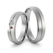 Obrączki ślubne z białego złota niklowego splecione serca z brylantami - Au-970