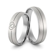 Obrączki ślubne z białego złota niklowego z sercem i emalią - Au-980