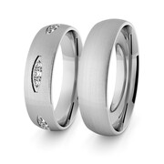 Obrączki ślubne klasyczne z białego złota niklowego 5 mm z brylantami - 67