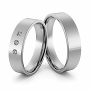 Obrączki ślubne platynowe klasyczne płaskie 5 mm z brylantami - Pt-23