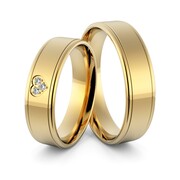 Obrączki ślubne z sercem i brylantami - Au-974