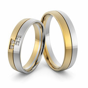 Obrączki ślubne dwukolorowe z brylantami - Au-1001