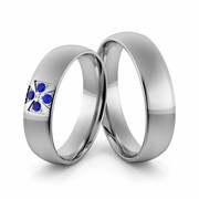 Obrączki ślubne palladowe 5 mm z szafirami - Pd-65
