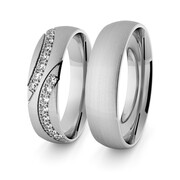 Obrączki ślubne klasyczne z białego złota niklowego 5 mm z brylantami - 33