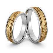 Obrączki ślubne z warkoczami i greckim wzorem - Au-1010