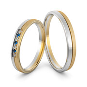 Obrączki ślubne dwukolorowe z szafirami - Au-1078