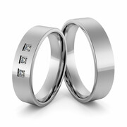 Obrączki ślubne platynowe klasyczne płaskie 5 mm z brylantami - Pt-21