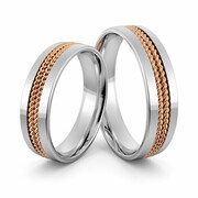 Obrączki ślubne z warkoczami z białego złota palladowego - Au-1009