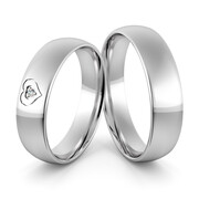 Obrączki ślubne klasyczne z białego złota niklowego 5 mm z sercem - 100