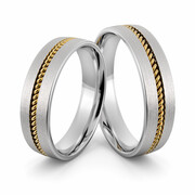 Obrączki srebrne z złotym warkoczem - wzór Ag-400