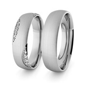 Obrączki ślubne klasyczne z białego złota niklowego 5 mm z brylantami - 63