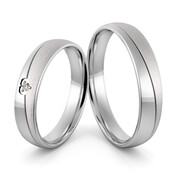 Obrączki srebrne z sercem i cyrkonią Swarovski - wzór Ag-449