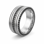 Obrączka srebrna męska masywna z cyrkoniami - wzór Ag-506