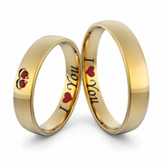 Obrączki ślubne z grawerem i love you i sercem - Au-1114