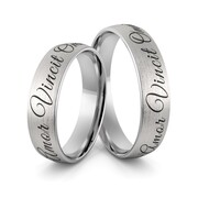 Obrączki ślubne z białego złota niklowego z sentencją i emalią - Au-978