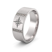 Obrączka srebrna róża wiatrów - wzór Ag-459