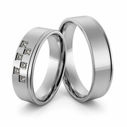 Obrączki ślubne z białego złota palladowego z brylantami - Au-999