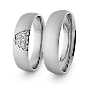 Obrączki ślubne klasyczne z białego złota palladowego 5 mm z brylantami - 97