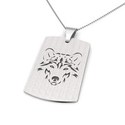 Zawieszka srebrna nieśmiertelnik z wilkiem