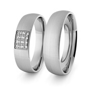 Obrączki ślubne klasyczne z białego złota niklowego 5 mm z brylantami - 16