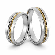 Obrączki ślubne z warkoczami z białego złota palladowego - Au-1009