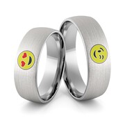 Obrączki ślubne z białego złota palladowego emotki emalia - Au-988