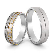 Obrączki srebrne pozłacane z sercami i cyrkoniami - wzór Ag-420