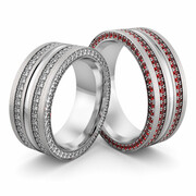 Obrączki srebrne masywne z rubinami - wzór Ag-504