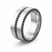 Obrączka srebrna męska masywna z cyrkoniami - wzór Ag-503