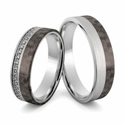 Obrączki ślubne białe złoto z włóknem węglowym CARBON - Au-1127
