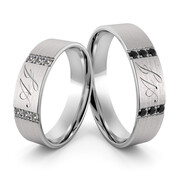 Obrączki ślubne z inicjałami i brylantami - Au-1058